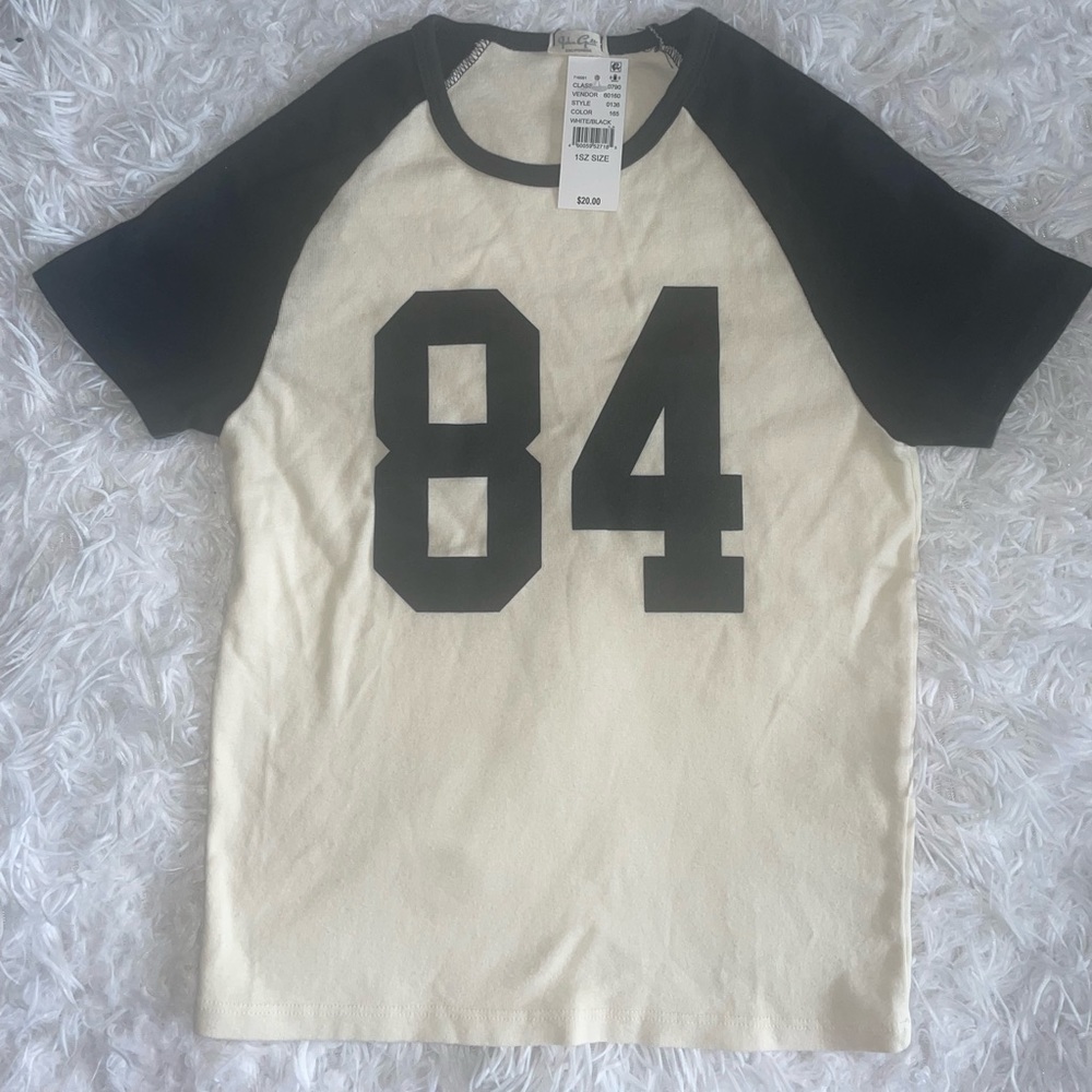 Brandy Melville Black and Cream Raglan Tee